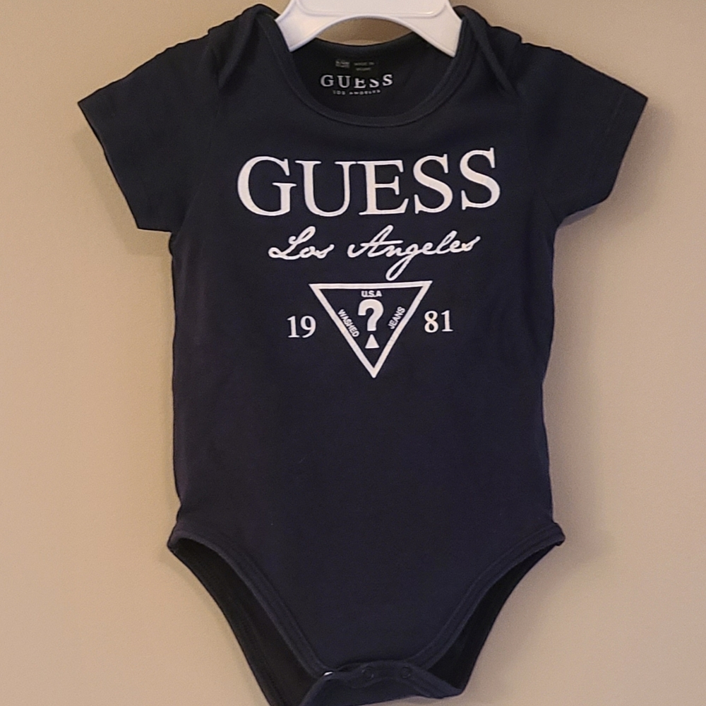 Guess Los Angeles black shirt sleeved onesie/bodysuit